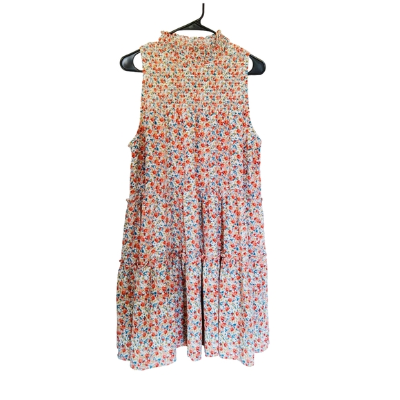 1XL  Smocked Tiered Floral Sleeveless Midi Dress Super comfortable and stretchy - Picture 2 of 8
